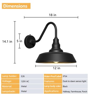 Foto 7 | Foto 7 | Barn Light Franing Led De Cuello De Cisne De 12 Pulgadas Desde El Anochecer Hasta El Amanecer - Venta Internacional.