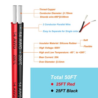 Foto 2 | Foto 2 | Cable Eléctrico Haerkn 14 Awg 50 Pies Silicona 600 V 20 A - Venta Internacional.