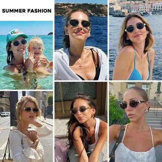 Foto 4 | Foto 4 | Gafas De Sol Mosanana Retro Ovaladas Con Montura Metálica Dorada Y Marrón Ms52364 - Venta Internacional.