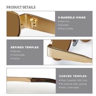 Foto 5 | Foto 5 | Gafas De Sol Mosanana Retro Ovaladas Con Montura Metálica Dorada Y Marrón Ms52364 - Venta Internacional.