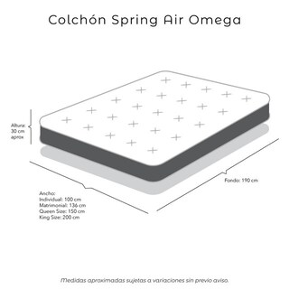 Foto 8 | Foto 8 | Colchón Spring Air Omega Queen Size + Almohada Royal Twin+protector Lux+sabanas Royal+edredon Homy