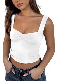 Foto 2 | Foto 2 | Top Corto Coselse Con Cuello En Forma De Corazón Sin Espalda De Rayón Blanco - Venta Internacional.