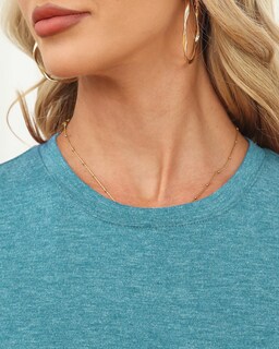 Foto 5 | Foto 5 | Camiseta Memorose Para Mujer Manga Corta Cuello Redondo Azul Y Verde - Venta Internacional.