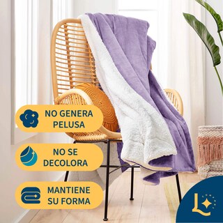 Foto 6 | Foto 6 | Cobija Cobertor Aborregado Individual Laila Comfort Frazada Ultra Suave 100% Microfibra De Poliéster Lila
