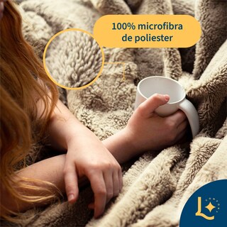 Foto 3 | Foto 3 | Cobija Cobertor Aborregado Individual  Frazada Ultra Suave  100% Microfibra De Poliéster (beige) Laila Comfort.