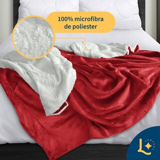 Foto 4 | Foto 4 | Cobija Cobertor Aborregado Matrimonial Laila Comfort Frazada Ultra Suave 100% Microfibra De Poliéster Rojo