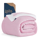 Cobija Cobertor Aborregado Matrimonial Laila Comfort Ultra Suave 100% Microfibra De Poliéster Rosa Pastel