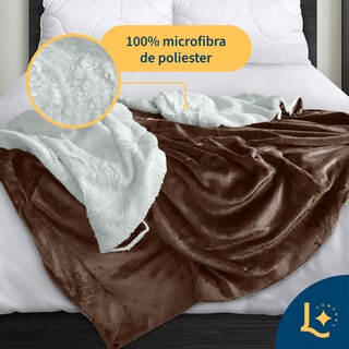 Foto 6 | Foto 6 | Cobija Cobertor Aborregado Matrimonial Frazada Ultra Suave 100% Microfibra De Poliéster (caf√©) Laila Comfort.