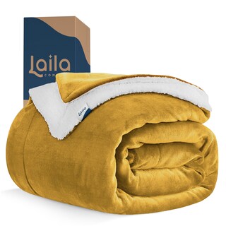 Foto 1 | Foto 1 | Cobija Cobertor Aborregado King Laila Comfort Ultra Suave 100% Microfibra De Poliéster Mostaza