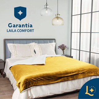 Foto 2 | Foto 2 | Cobija Cobertor Aborregado King Laila Comfort Ultra Suave 100% Microfibra De Poliéster Mostaza