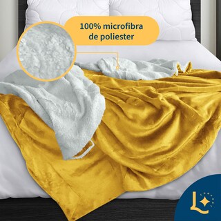 Foto 4 | Foto 4 | Cobija Cobertor Aborregado King Laila Comfort Ultra Suave 100% Microfibra De Poliéster Mostaza