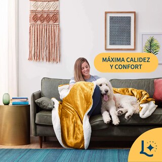 Foto 7 | Foto 7 | Cobija Cobertor Aborregado King Laila Comfort Ultra Suave 100% Microfibra De Poliéster Mostaza