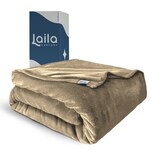 Cobija Cobertor Aborregado Matrimonial Frazada Ultra Suave 100% Microfibra De Poliéster Beige Laila Comfort
