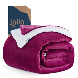 Foto 1 | Foto 1 | Cobija Cobertor Aborregado Matrimonial Frazada Ultra Suave 100% Microfibra De Poliéster (vino) Laila Comfort.