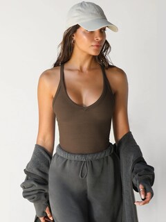 Foto 6 | Foto 6 | Camiseta Sin Mangas Svaliy Workout Para Mujer Yoga Gimnasio Acanalado Marrón Talla M - Venta Internacional.