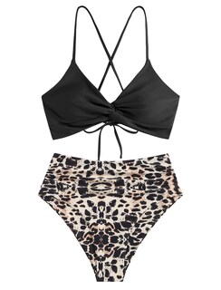 Foto 2 | Foto 2 | Bikini Zaful Twist Traje De Baño Con Cordones Cruzados De Cintura Alta Para Mujer - Venta Internacional.
