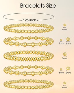 Foto 6 | Foto 6 | Pulseras Howoo De Oro Con Cuentas Elásticas De 18 Quilates Para Mujer - Venta Internacional.