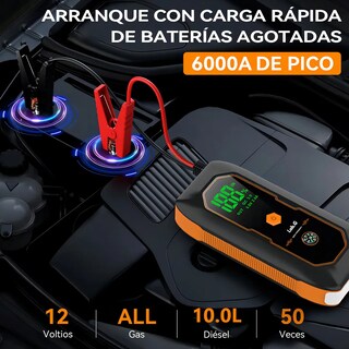 Foto 2 | Foto 2 | Arrancador De Batería Portátil 6000a Para Auto Motores De 4 A 8 Cilindros Naranja Linterna