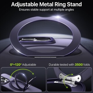 Foto 2 | Foto 2 | Funda De Teléfono Qtlier Para Iphone 15 Pro Con Soporte Anular De 360° Color Morado - Venta Internacional.