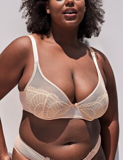 Foto 5 | Foto 5 | Bra Wingslove Sexy Lace Demi Sheer Through 34b Pink Nude - Venta Internacional.