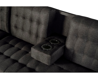 Foto 3 | Foto 3 | Sala Modular Doble Chaise Makora Marietta Con Memory Foam Color Negro Lino Respaldo Reclinable De 3 Posiciones