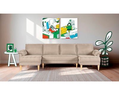 Foto 1 | Foto 1 | Sala Modular Doble Chaise Makora Salazar Con Memory Foam Color Arena Lino Respaldo Reclinable De 3 Posiciones