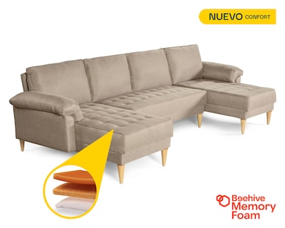 Foto 2 | Foto 2 | Sala Modular Doble Chaise Makora Salazar Con Memory Foam Color Arena Lino Respaldo Reclinable De 3 Posiciones