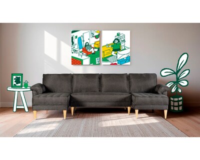 Foto 1 | Foto 1 | Sala Modular Doble Chaise Makora Salazar Con Memory Foam Color Negro Lino Respaldo Reclinable De 3 Posiciones