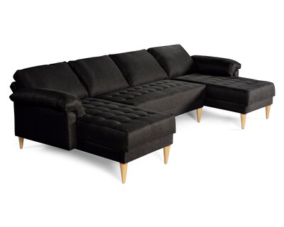 Foto 6 | Foto 6 | Sala Modular Doble Chaise Makora Salazar Con Memory Foam Color Negro Lino Respaldo Reclinable De 3 Posiciones