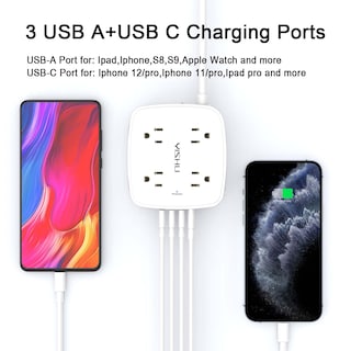 Foto 3 | Foto 3 | Regleta De Alimentación Yishu Con Protector Contra Sobretensiones De 15 Pies Con 8 Enchufes Y 4 Usb - Venta Internacional.