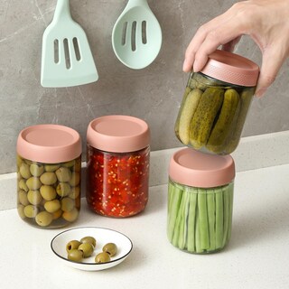 Foto 5 | Foto 5 | Frascos De Vidrio Negany Paquete De 6 473 Ml Con Tapas Herméticas Color Rosa - Venta Internacional.