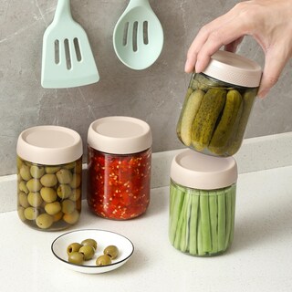 Foto 5 | Foto 5 | Frascos De Vidrio Negany Paquete De 3 500 Ml Con Tapas Herméticas Color Beige - Venta Internacional.