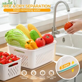 Foto 3 | Foto 3 | Contenedores De Almacenamiento De Frutas Hometall Frigorífico Paquete De 6 Con Coladores - Venta Internacional.