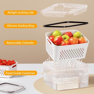 Foto 5 | Foto 5 | Contenedores De Almacenamiento De Frutas Hometall Frigorífico Paquete De 6 Con Coladores - Venta Internacional.