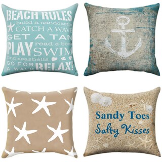 Foto 1 | Foto 1 | Fundas De Almohada Galmaxs7 Coastal 16 X 16 Pulgadas Beach Starfish Juego De 4 - Venta Internacional.
