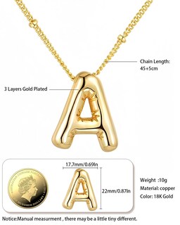 Foto 6 | Foto 6 | Collar Chunyee Bubble Letter De Oro De 18 Quilates Para Mujer - Venta Internacional.