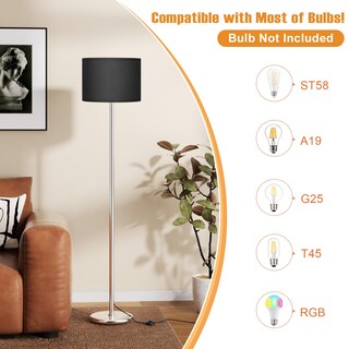 Foto 3 | Foto 3 | Lámpara De Pie Ambimall Modern 152 Cm Con Pantalla Negra Y Plateada - Venta Internacional.