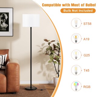 Foto 3 | Foto 3 | Lámpara De Pie Ambimall Modern De 155 Cm Con Pantalla Blanca Y Poste Negro - Venta Internacional.