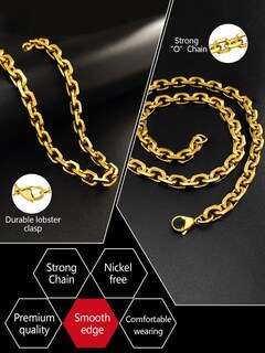 Foto 3 | Foto 3 | Collar Hoyazvet Gold Cable Chain 8 Mm 56 Cm Acero Inoxidable 316l - Venta Internacional.