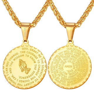 Foto 1 | Foto 1 | Collar U7 Con Forma De Mano De Oración Con Versículos Bíblicos Y Medalla De Acero Inoxidable - Venta Internacional.