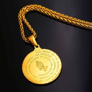 Foto 3 | Foto 3 | Collar U7 Con Forma De Mano De Oración Con Versículos Bíblicos Y Medalla De Acero Inoxidable - Venta Internacional.