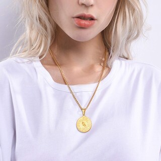 Foto 6 | Foto 6 | Collar U7 Con Forma De Mano De Oración Con Versículos Bíblicos Y Medalla De Acero Inoxidable - Venta Internacional.