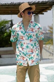 Foto 4 | Foto 4 | Camisa Sangtree Hawaiian De Manga Corta Con Botones Beige - Venta Internacional.