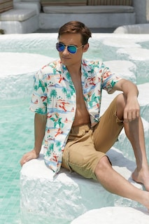 Foto 6 | Foto 6 | Camisa Sangtree Hawaiian De Manga Corta Con Botones Beige - Venta Internacional.