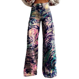 Foto 1 | Foto 1 | Pantalones Palazzo Lufhbehb Para Mujer Cintura Alta Estampado Floral Bohemio - Venta Internacional.