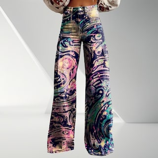 Foto 2 | Foto 2 | Pantalones Palazzo Lufhbehb Para Mujer Cintura Alta Estampado Floral Bohemio - Venta Internacional.