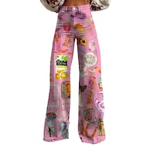 Pantalones Palazzo Lufhbehb Para Mujer Cintura Alta Estampado Floral Bohemio - Venta Internacional.
