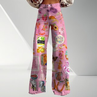 Foto 2 | Foto 2 | Pantalones Palazzo Lufhbehb Para Mujer Cintura Alta Estampado Floral Bohemio - Venta Internacional.