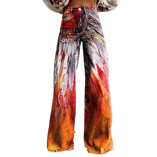 Foto 1 | Foto 1 | Pantalones Palazzo Lufhbehb Para Mujer Cintura Alta Estampado Floral Bohemio - Venta Internacional.