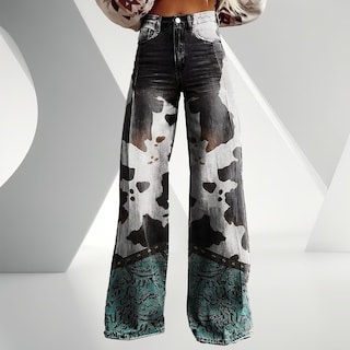 Foto 2 | Foto 2 | Pantalones Palazzo Lufhbehb Para Mujer Cintura Alta Estampado Floral Bohemio - Venta Internacional.